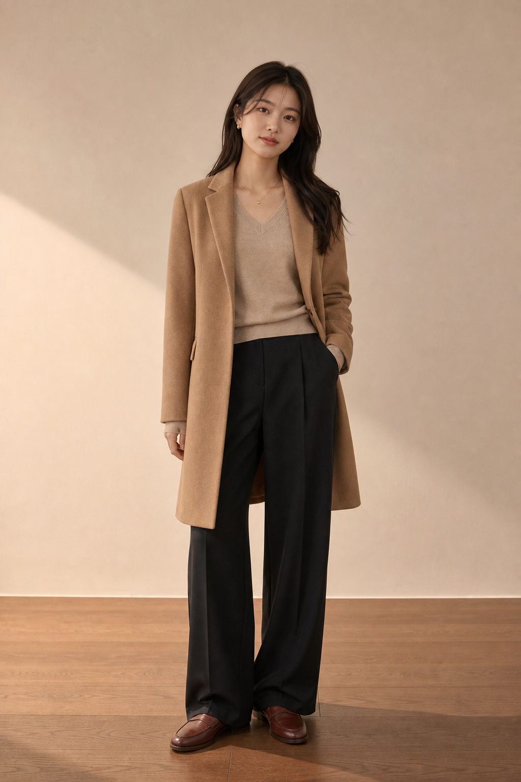 카멜 코트 클래식 룩