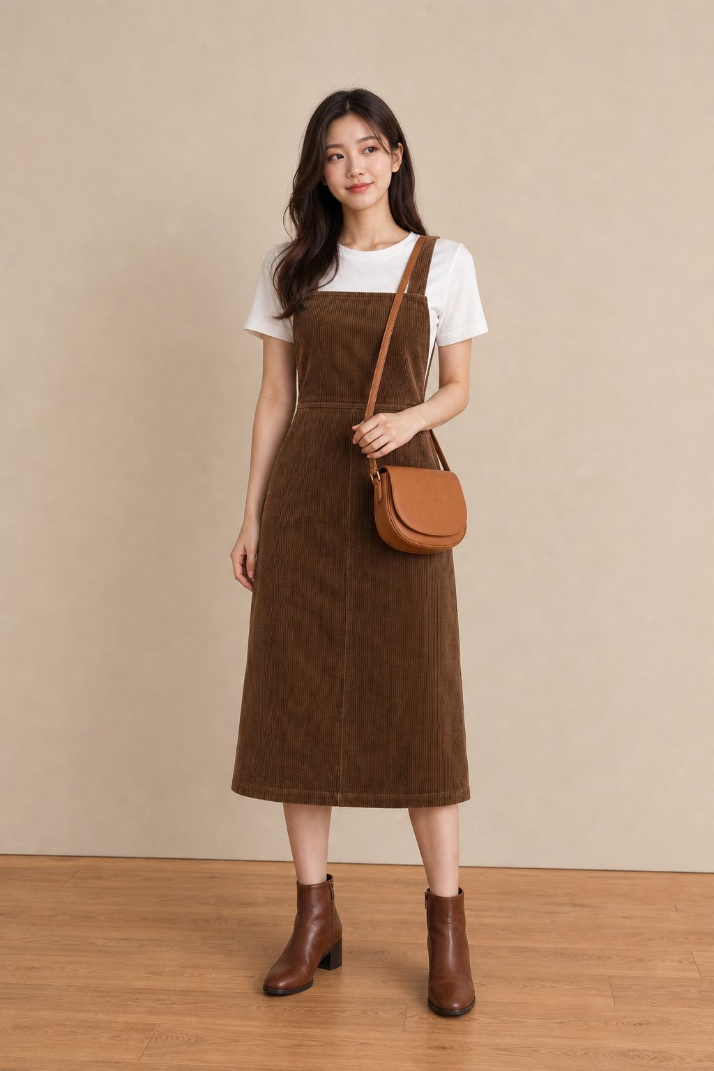 코듀로이 점퍼스커트 룩