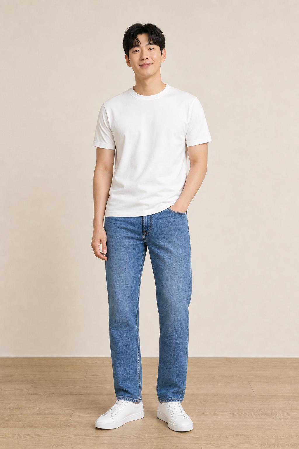 화이트 티 & 스트레이트 데님